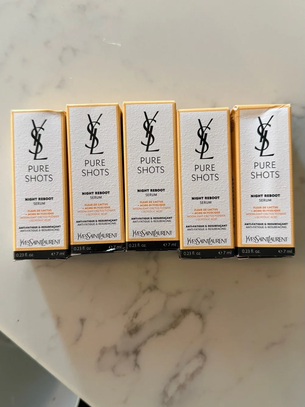 Yves Saint Laurent Pure Shots Night Reboot Serum - Cream & Gold Boxes (Lot of 5)